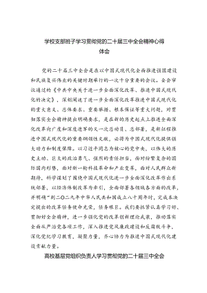 学校支部班子学习贯彻党的二十届三中全会精神心得体会（共8篇）.docx