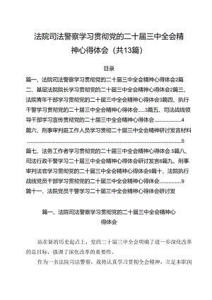 （13篇）法院司法警察学习贯彻党的二十届三中全会精神心得体会集合.docx