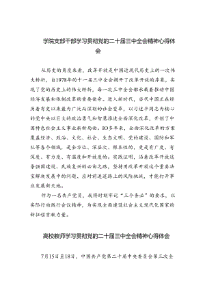学院支部干部学习贯彻党的二十届三中全会精神心得体会（共五篇）.docx