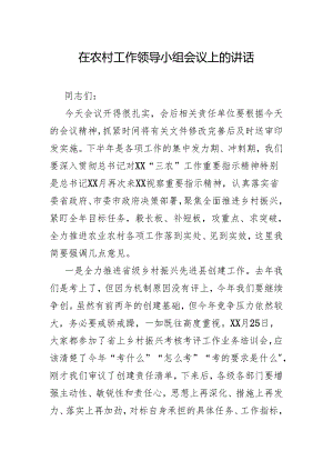 在农村工作领导小组会议上的讲话.docx