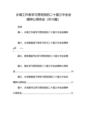 （10篇）乡镇工作者学习贯彻党的二十届三中全会精神心得体会范文.docx