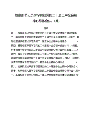 检察部书记员学习贯彻党的二十届三中全会精神心得体会11篇（精选）.docx