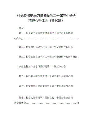 （10篇）村党委书记学习贯彻党的二十届三中全会精神心得体会（精选）.docx