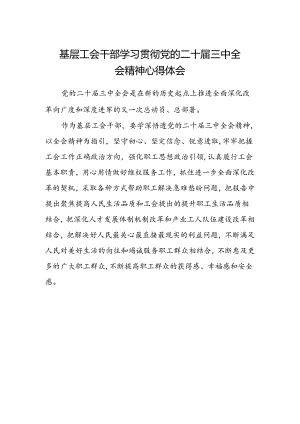基层工会干部学习贯彻党的二十届三中全会精神心得体会.docx