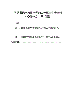 团委书记学习贯彻党的二十届三中全会精神心得体会十篇（精选）.docx