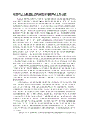 在国有企业基层党组织书记培训班开式上的讲话.docx