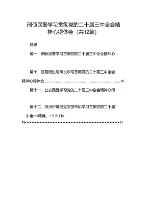 刑侦民警学习贯彻党的二十届三中全会精神心得体会12篇（精编版）.docx