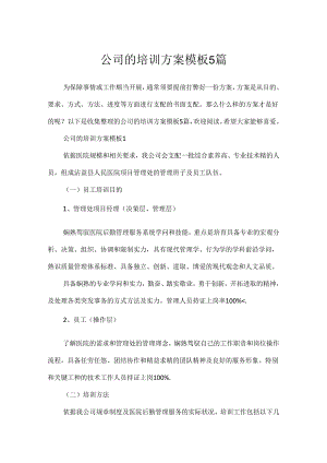 公司的培训方案模板5篇.docx