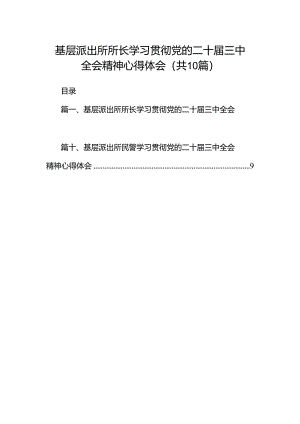 基层派出所所长学习贯彻党的二十届三中全会精神心得体会样本10篇（详细版）.docx