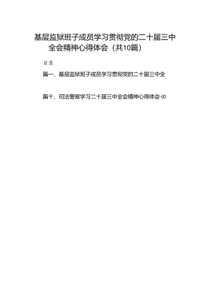 基层监狱班子成员学习贯彻党的二十届三中全会精神心得体会（共10篇）.docx