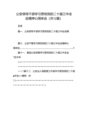 公安领导干部学习贯彻党的二十届三中全会精神心得体会12篇（详细版）.docx