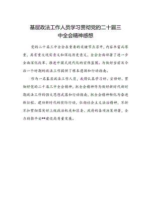基层政法工作人员学习贯彻党的二十届三中全会精神感想.docx