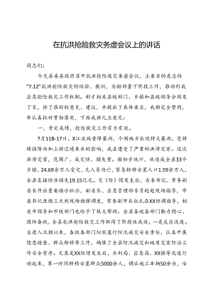 在抗洪抢险救灾务虚会议上的讲话.docx