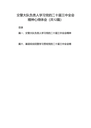 交警大队负责人学习党的二十届三中全会精神心得体会12篇（精选）.docx