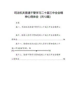 司法机关普通干警学习二十届三中全会精神心得体会12篇（精选）.docx