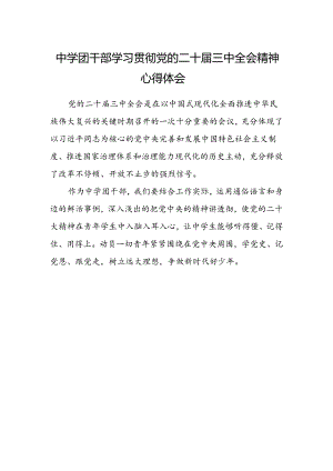 中学团干部学习贯彻党的二十届三中全会精神心得体会.docx