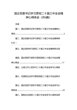 (9篇)国企党委书记学习贯彻二十届三中全会精神心得体会（最新）.docx