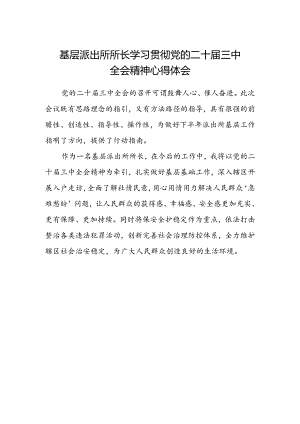 基层派出所所长学习贯彻党的二十届三中全会精神心得体会范文 .docx