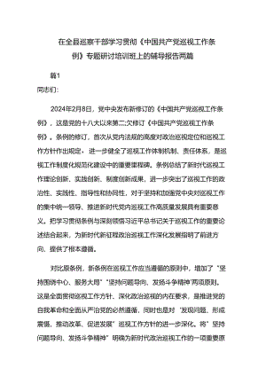 在全县巡察干部学习贯彻《中国共产党巡视工作条例》专题研讨培训班上的辅导报告两篇.docx