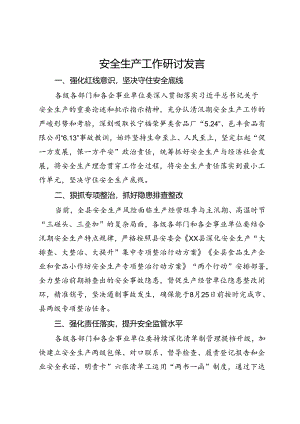 安全生产工作研讨发言.docx