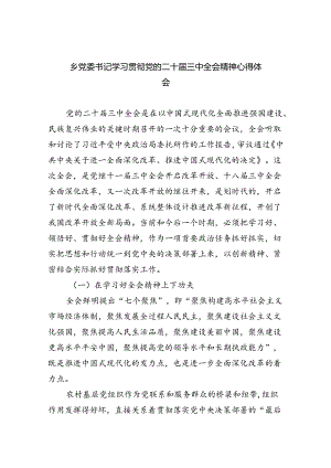 乡党委书记学习贯彻党的二十届三中全会精神心得体会5篇（最新版）.docx