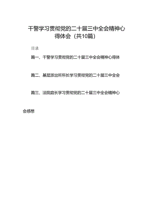 干警学习贯彻党的二十届三中全会精神心得体会10篇（详细版）.docx
