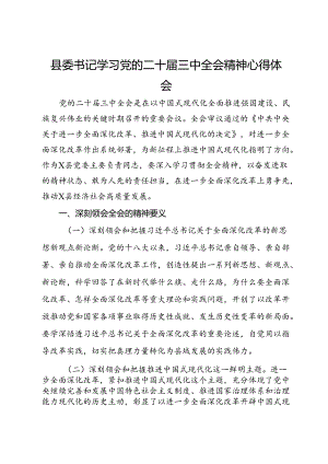 县委书记学习党的二十届三中全会精神心得体会.docx