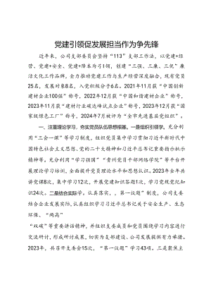 先进党支部事迹材料：党建引领促发展 担当作为争先锋.docx