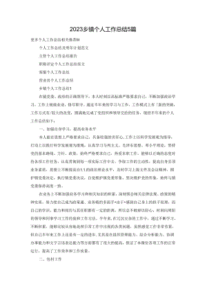 2023乡镇个人工作总结5篇.docx
