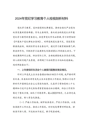 七篇党支部2024年党纪学习教育专题民主生活会对照检查材料及发言材料.docx
