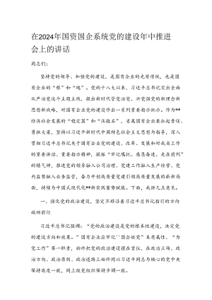 在2024年国资国企系统党的建设年中推进会上的讲话 .docx