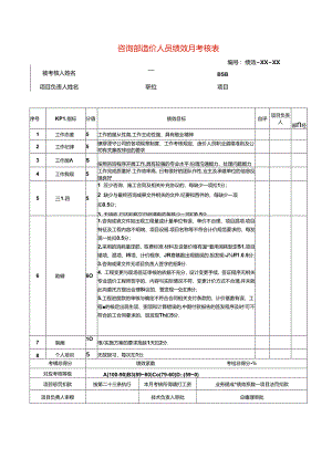 咨询部造价人员绩效月考核表.docx