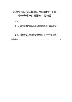 巡特警支队支队长学习贯彻党的二十届三中全会精神心得体会（共10篇）.docx