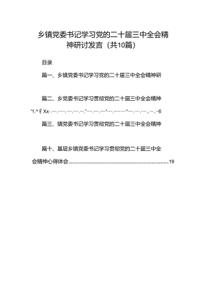 乡镇党委书记学习党的二十届三中全会精神研讨发言10篇（详细版）.docx