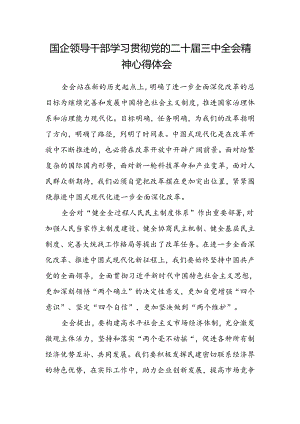 国企领导干部学习贯彻党的二十届三中全会精神心得体会 .docx