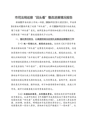 市司法局巡察“回头看”整改进展情况报告.docx