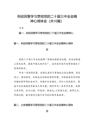 刑侦民警学习贯彻党的二十届三中全会精神心得体会范文10篇（精选）.docx