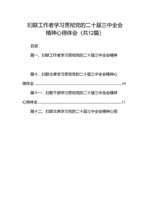 妇联工作者学习贯彻党的二十届三中全会精神心得体会（共12篇）.docx