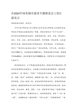 在2024年绿美城市建设专题推进会上的汇报发言.docx