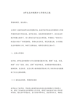 X市生态环境保护工作情况汇报.docx