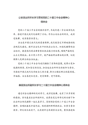 公安派出所所长学习贯彻党的二十届三中全会精神心得体会8篇（精选版）.docx