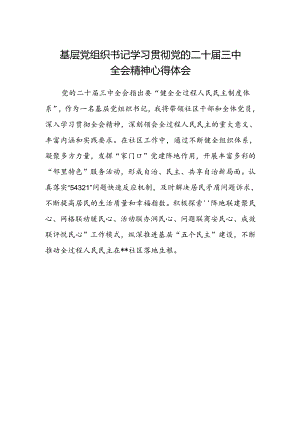 基层党组织书记学习贯彻党的二十届三中全会精神心得体会.docx