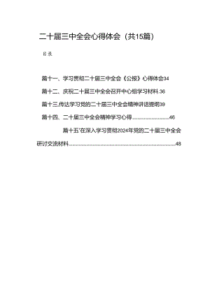 15篇二十届三中全会研讨发言合集.docx