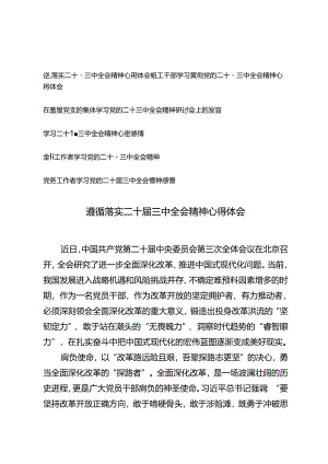 6篇 党员干部遵循落实二十届三中全会精神心得体会.docx