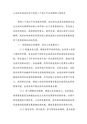 工业经济局局长学习党的二十届三中全会精神心得体会研讨发言交流材料.docx