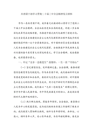 共青团员干部学习贯彻二十届三中全会精神研讨交流发言材料.docx