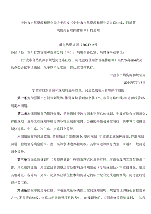 《宁波市自然资源和规划局道路红线、河道蓝线使用管理操作细则》.docx