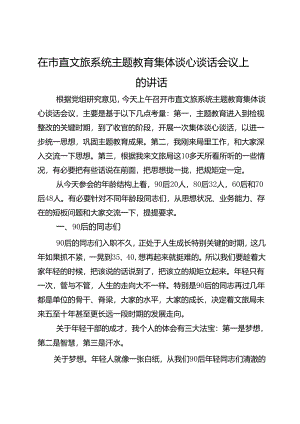 在市直文旅系统集体谈心谈话会议上的讲话.docx