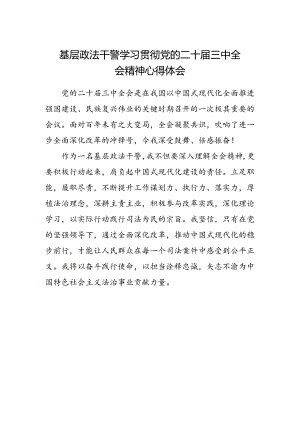 基层政法干警学习贯彻党的二十届三中全会精神心得体会.docx