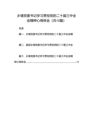 乡镇党委书记学习贯彻党的二十届三中全会精神心得体会 （汇编10份）.docx